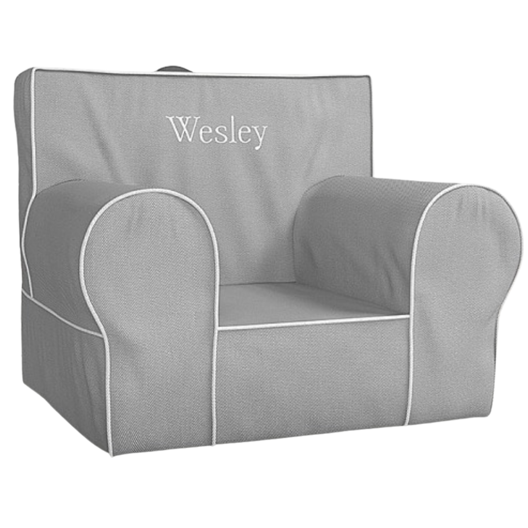 Gray with White Piping Anywhere Chair
